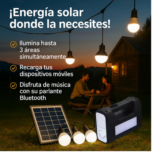 Kit Panel Solar Con Batería Y 3 Bombillos