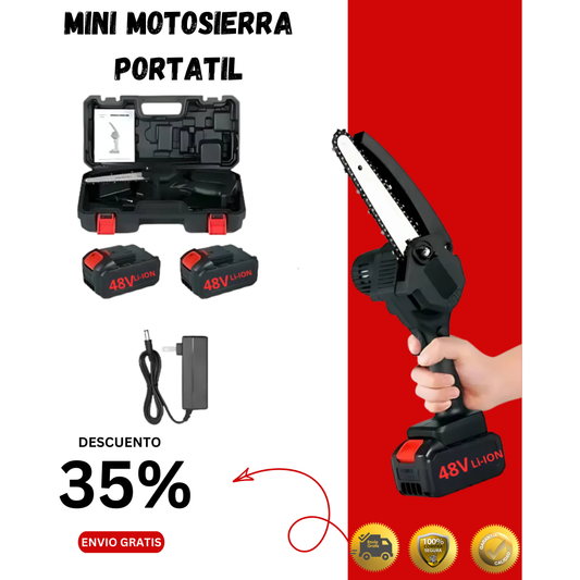 Mini Motosierra Portátil con Doble Batería